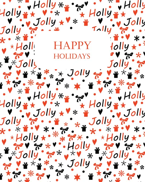 Kerstmis achtergrond met Holly Jolly belettering — Stockvector