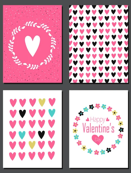 Conjunto de tarjetas de San Valentín — Vector de stock