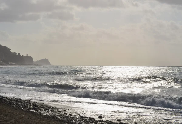 View of the sunrise, the Ligurian Riviera, Finale Ligure — Stock Photo, Image