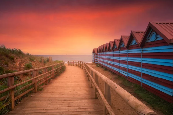 Gyönyörű Módja Annak Hogy Strand Naplementekor Nyáron Arena Strand Muskiz — Stock Fotó