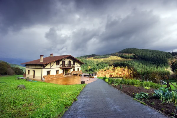 Typical basque country architecture in sagasta — Stock Photo, Image