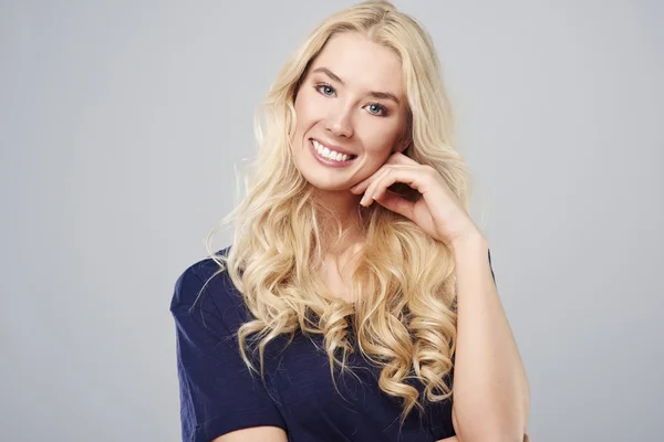 Smile of cheerful blonde — Stock Photo, Image