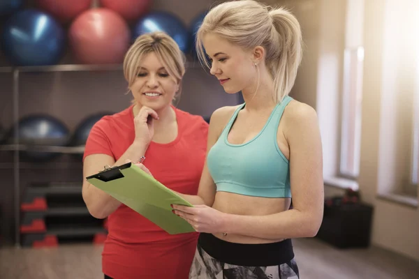 Mulheres Verificando o resultado do treino — Fotografia de Stock