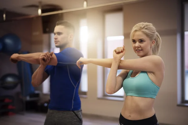 Couple Stretching workout — Stock Photo, Image