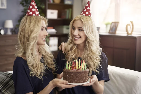 Twins spending  birthday  together — Stock Photo, Image