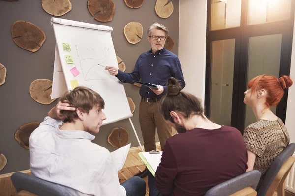 Conferentie met volwassen manager op kantoor — Stockfoto