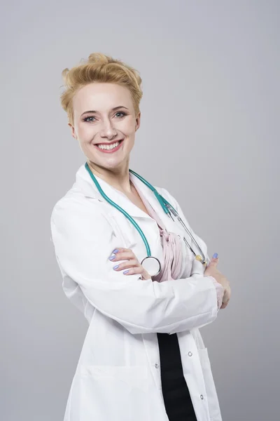 Cheerful doctor with stethoscope — Stock Photo, Image