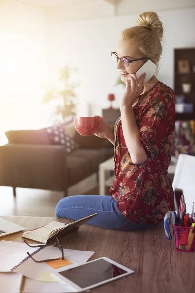 Woman working at home