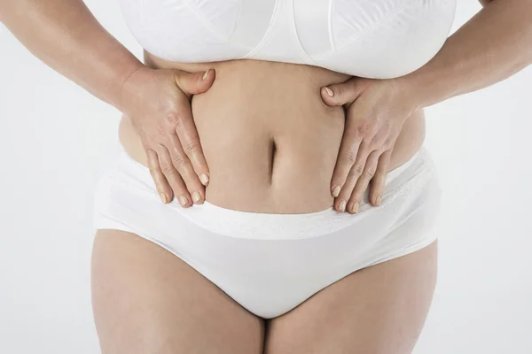 Mujer con sobrepeso en ropa interior —  Fotos de Stock