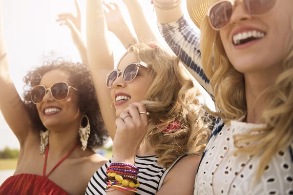 Girls having fun at the festival — Stock Photo, Image