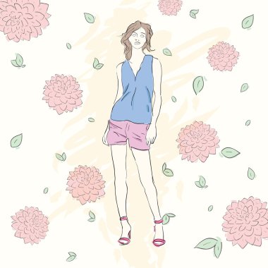 Kroki rahat kıyafetler içinde kadın