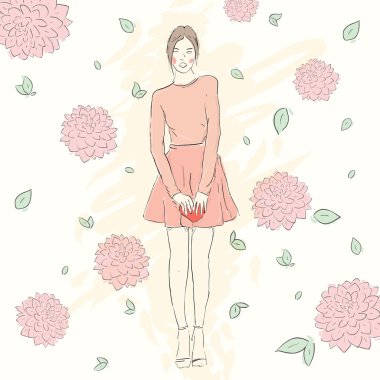 Kroki içinde sevimli kadın