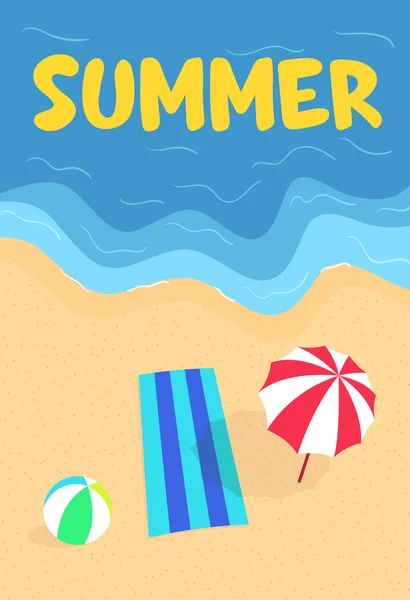 Banner con playa de verano y arena — Vector de stock