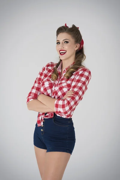 Cheerful pin up girl — Stock Photo, Image