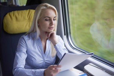 businesswoman working during the travel clipart