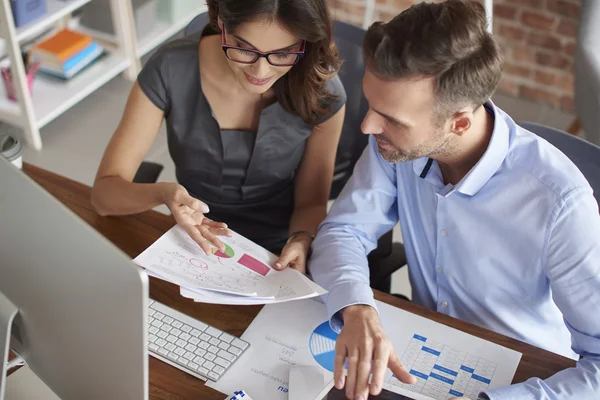 High angle view on working couple — Stock Photo, Image