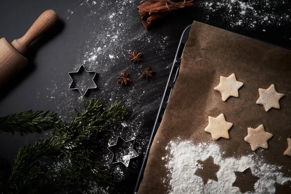 Horní Pohled Vánoční Cookies — Stock fotografie