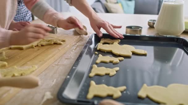 Fechar Vídeo Perfurando Biscoitos Páscoa Tiro Com Câmera Hélio Vermelho — Vídeo de Stock