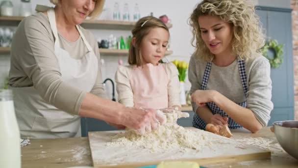 Vooraanzicht Van Een Meisje Met Mama Oma Die Geld Verdienen — Stockvideo