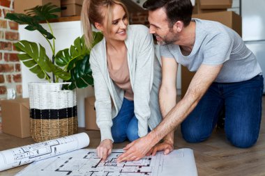 Çift yeni bir daire için plan yapıyor.