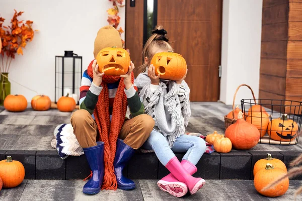 Sourozenci Jsou Připraveni Začít Halloween — Stock fotografie