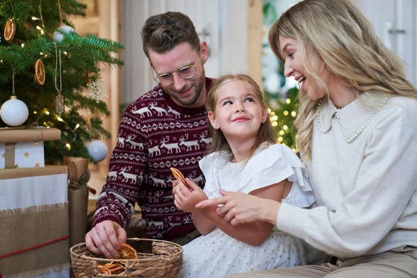 Keluarga Bahagia Menghabiskan Natal Bersama — Stok Foto