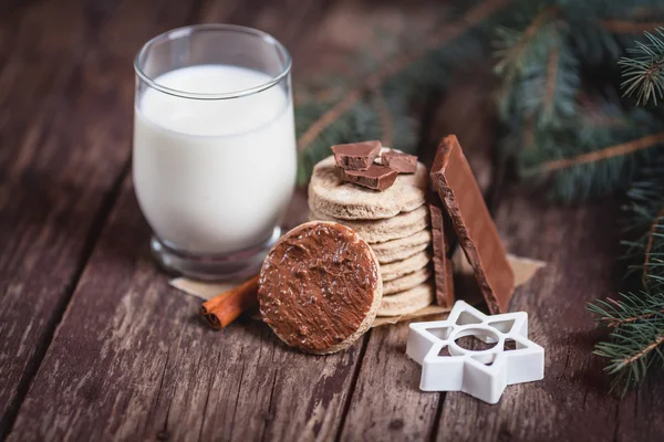 Cookies och mjölk till jultomten — Stockfoto