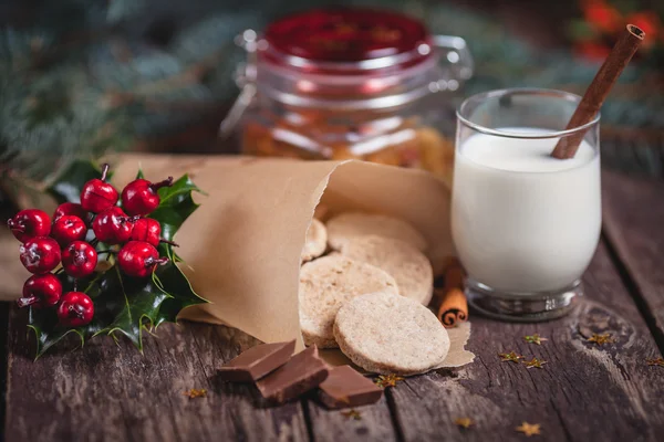 stock image Cookies and milk for Santa Claus