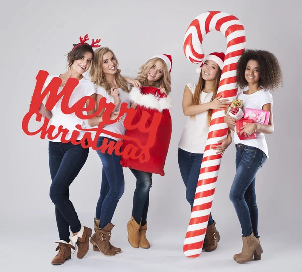 Teenage girls during the Christmas — Stock Photo, Image