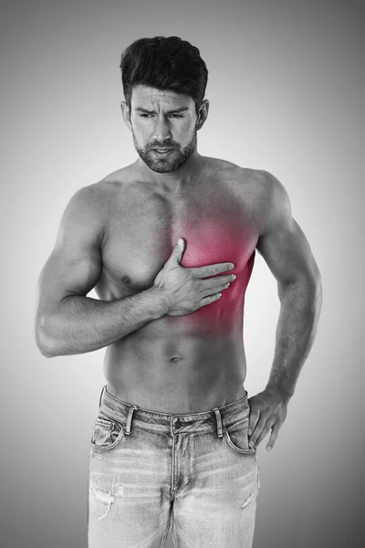 Man with pain in heart — Stock Photo, Image