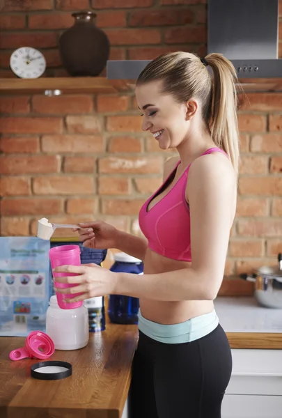 Woman with Protein drink — Stock Photo, Image