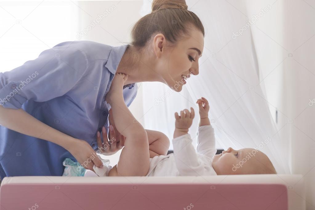 Mother with her baby daughter