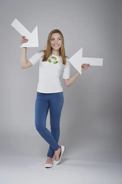 Mujer en concepto de reciclaje — Foto de Stock