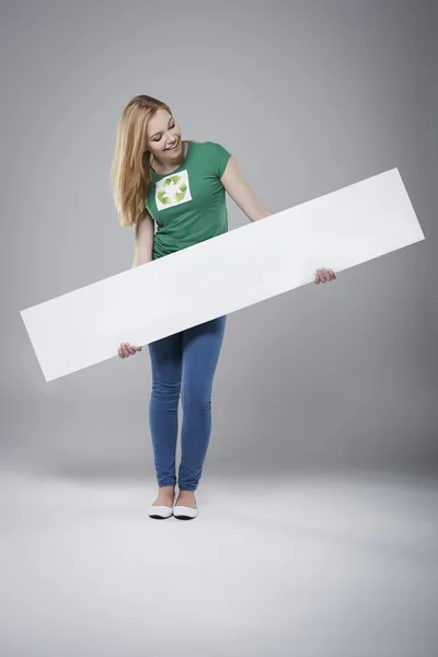 Blonde activist with empty whiteboard — Stock Photo, Image