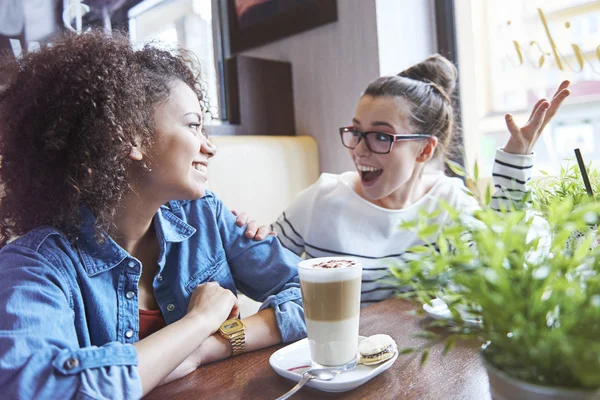 Vänner möte på café — Stockfoto