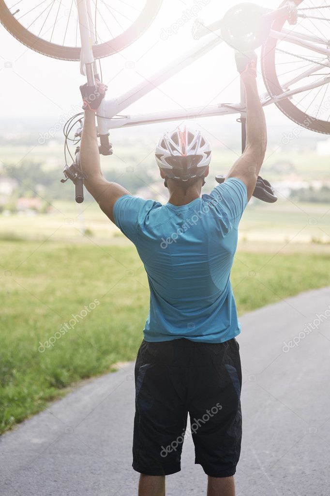 Cyclist on the summer bike riding