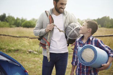 father and son camping clipart