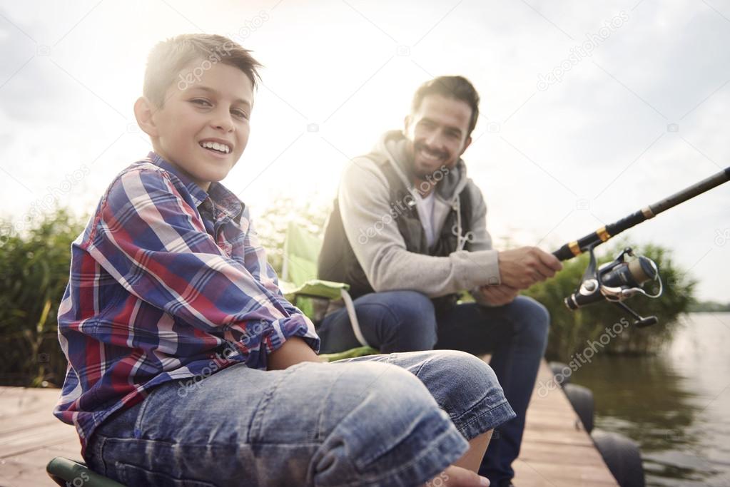 father and son fishing