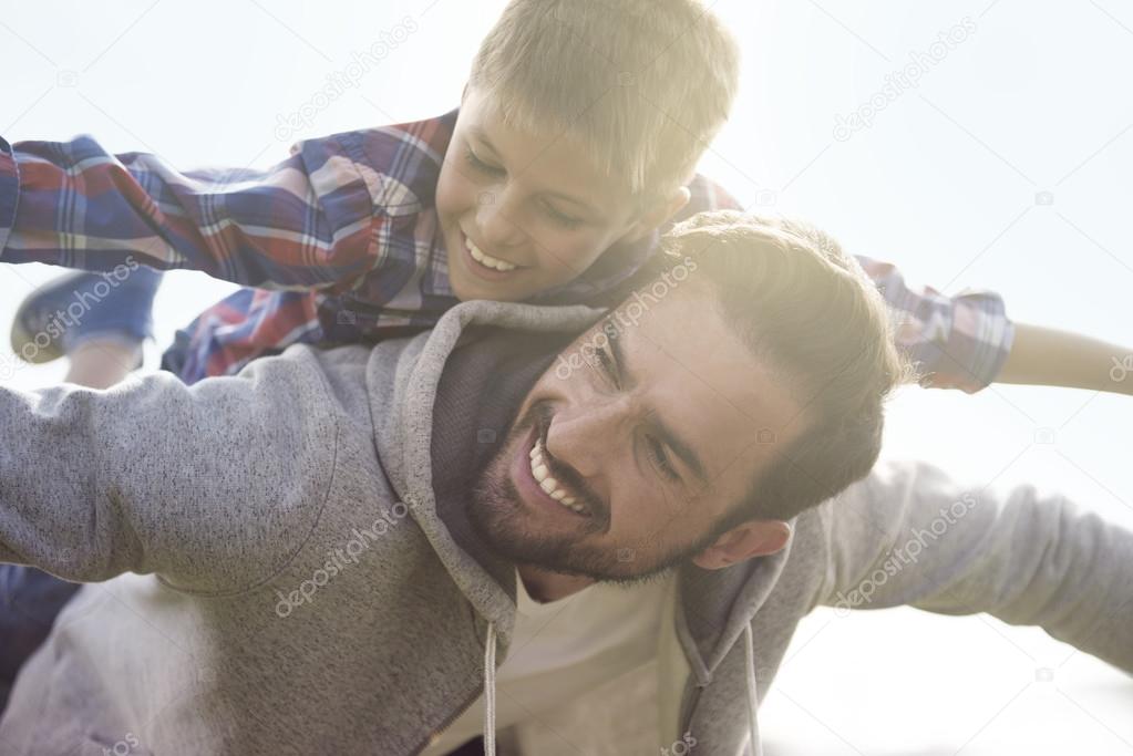 father and son spending time together