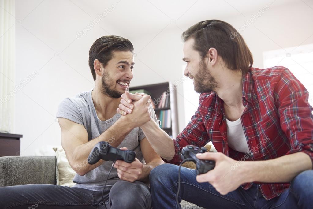 Friends play video game