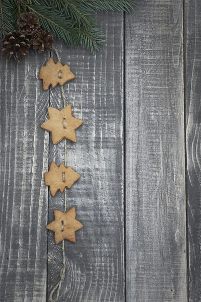 Pan de jengibre de Navidad en la madera —  Fotos de Stock