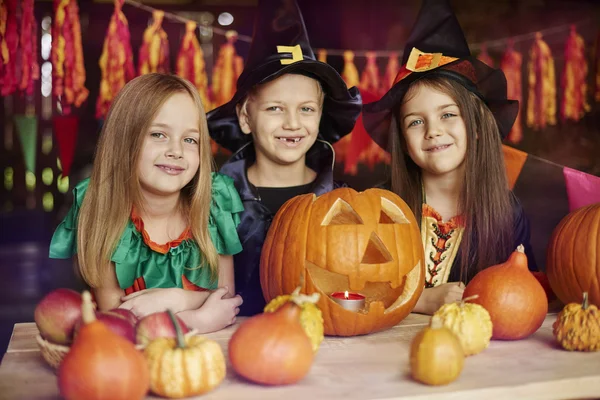 Three authors of this amazing lantern — Stock Photo, Image