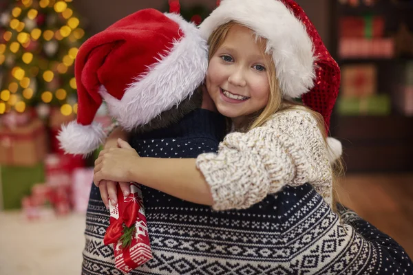 Père avec sa fille à Noël — Photo