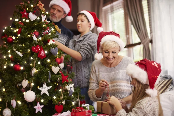 Familia ocupada en el interior del hogar — Foto de Stock