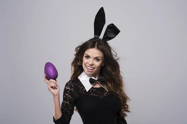 Sexy brunette in rabbit costume — Stock Photo, Image