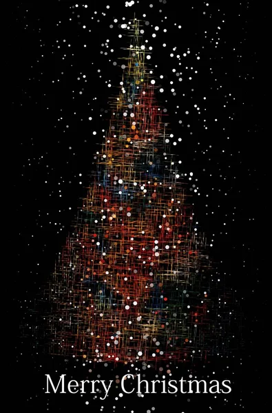 Renkli Noel Ağacı Olan Yeni Yıl Noel Kartı — Stok fotoğraf