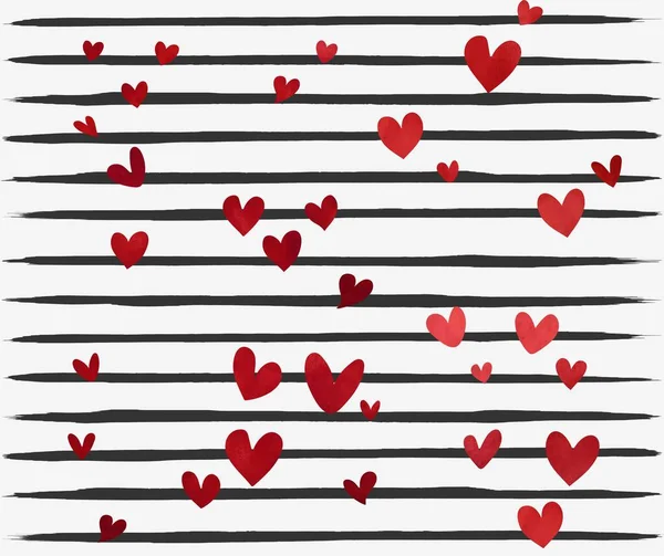 Red Hearts Top Dark Rough Lines — Stock Photo, Image