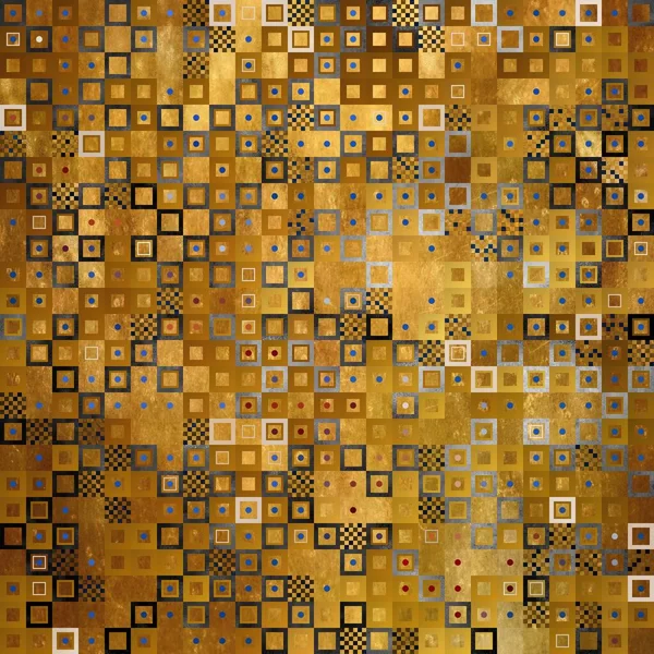 Muster Aus Quadraten Auf Goldenem Hintergrund Stockbild