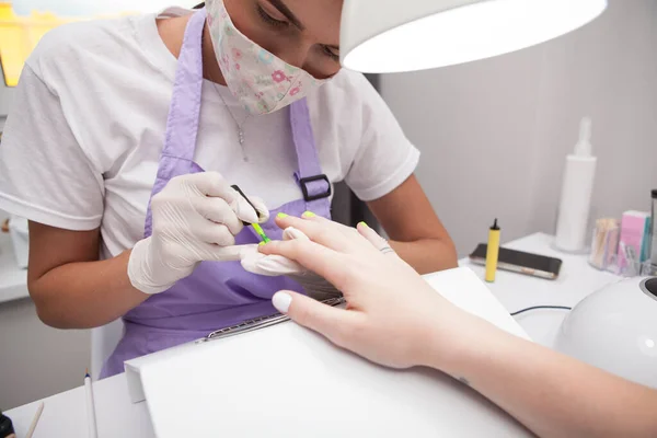 Cropped Shot Woman Getting Professional Manicure Beauty Salon — Stock Photo, Image