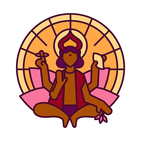 Surya tanrısı. Pongal sembolü, izole edilmiş ağ simgesi — Stok Vektör